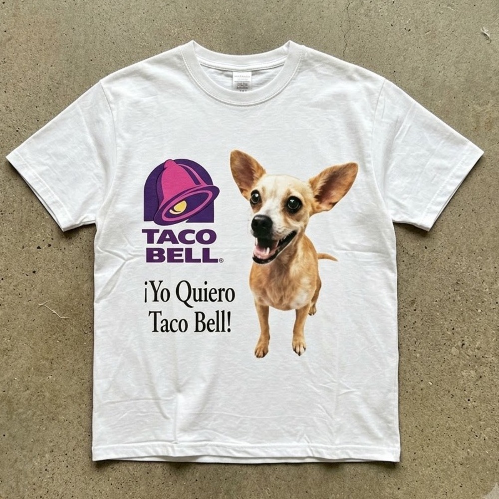 "Yo Quiero Taco Bell" Chihuahua Graphic White T-Shirt